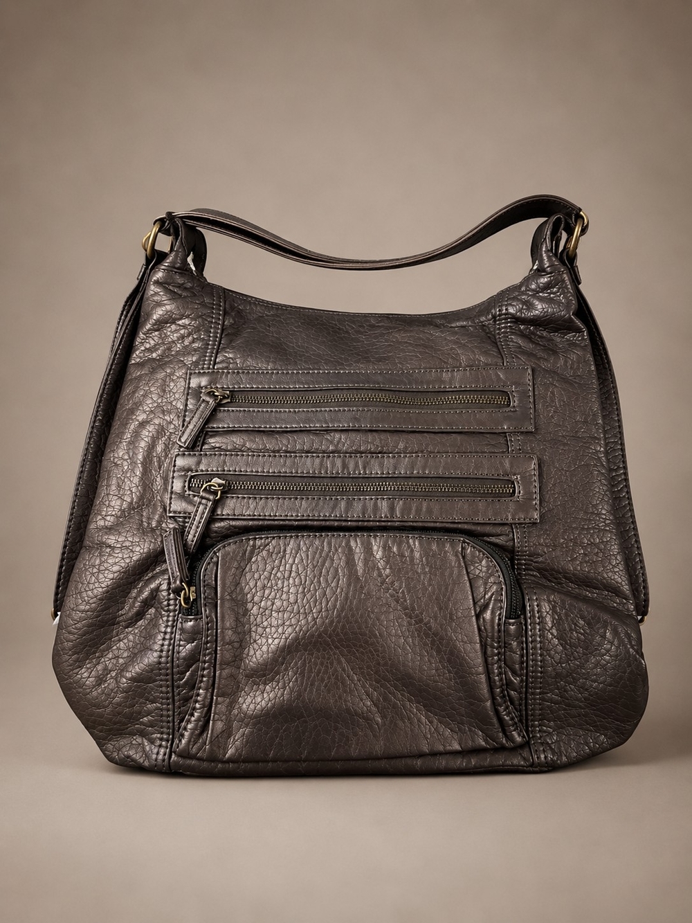 Everyday Leather Hobo Backpack/Shoulder Bag - Dark Brown